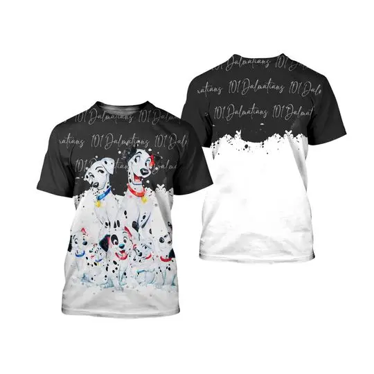 101 Dalmatians Black Watercolor Glitter Disney Graphics Cartoon 3D Tshirt Meaningful Gift For Family Gift For Boyfriend Valentine Gift