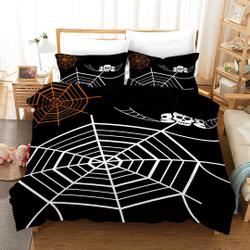 Skull Duvet Cover Set Double King, Spider Web Bedding Set Gift For Your Girlfriend Boyfriend Gift For Love Gift For Friend Best Valentine Present Holiday Gift