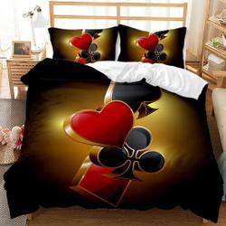Casino Card Comforter Set with 2 Pillow Shams Playing Card Bedding SetsGift For Your Girlfriend Boyfriend Gift For Love Gift For Friend Best Valentine Present Holiday Gift