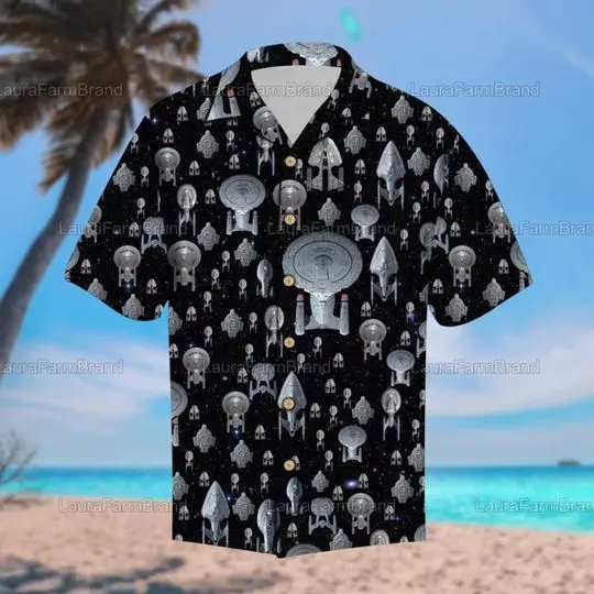 Trek Starships Hawaiian Shirt, Funny Trek Button Shirt, Trek Summer Shirt Gift For Your Girlfriend Boyfriend Gift For Love Gift For Friend Best Valentine Present Holiday Gift