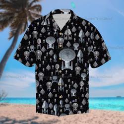 Trek Starships Hawaiian Shirt, Funny Trek Button Shirt, Trek Summer Shirt Gift For Your Girlfriend Boyfriend Gift For Love Gift For Friend Best Valentine Present Holiday Gift