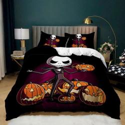 Cute skeleton in tuxedo holding pumpkin Halloween Bedding Set Gift For Your Girlfriend Boyfriend Gift For Love Gift For Friend Best Valentine Present Holiday Gift