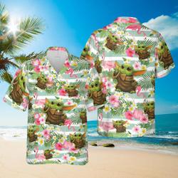 Baby Yoda hawaiian unisex Shirt, Baby Yoda Tropical Shirt Gift For Your Girlfriend Boyfriend Gift For Love Gift For Friend Best Valentine Present Holiday Gift