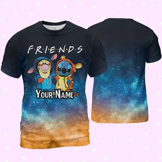 Personalized Disney Stitch and Tigger 3D T-shirt Meaningful Gift For Family Gift For Boyfriend Valentine Gift