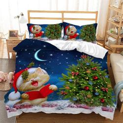Cute Cat Christmas Bedding Set Gift For Your Girlfriend Boyfriend Gift For Love Gift For Friend Best Valentine Present Holiday Gift