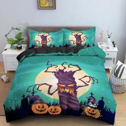 Full moon spooky tree and pumpkin Halloween Bedding Set Gift For Your Girlfriend Boyfriend Gift For Love Gift For Friend Best Valentine Present Holiday Gift