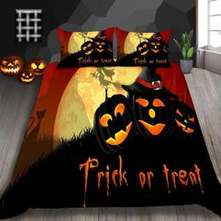Trick or Treat pumpkin Halloween Bedding Set Gift For Your Girlfriend Boyfriend Gift For Love Gift For Friend Best Valentine Present Holiday Gift