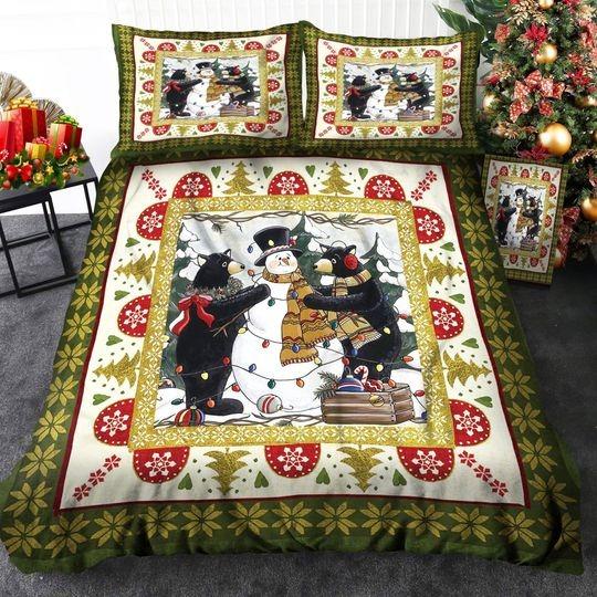 Bear Snowman Christmas Pattern Christmas Bedding SetsGift For Your Girlfriend Boyfriend Gift For Love Gift For Friend Best Valentine Present Holiday Gift