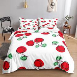 Fruit Cartoon Red Cherry Bedding Set Gift For Your Girlfriend Boyfriend Gift For Love Gift For Friend Best Valentine Present Holiday Gift
