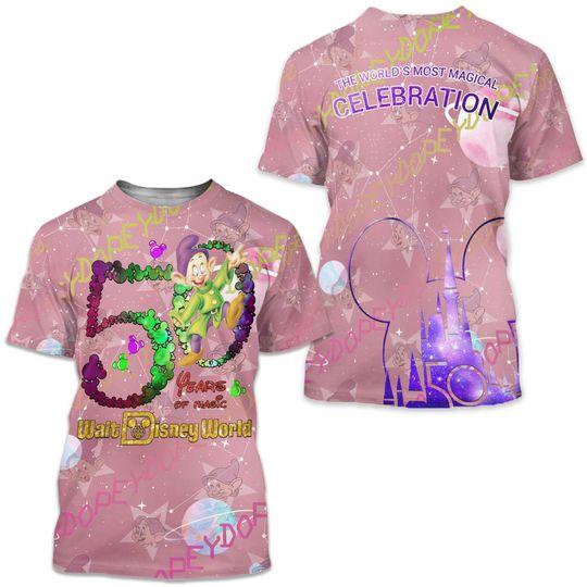 Dopey Dwarf Galaxy Castle Mickey Head Disney 50th Anniversary T-shirts Meaningful Gift For Family Gift For Boyfriend Valentine Gift