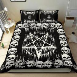 New! Skull Satanic Pentagram Drip Bedding Set Gift For Your Girlfriend Boyfriend Gift For Love Gift For Friend Best Valentine Present Holiday Gift