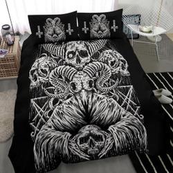 Satanic Skull Demon Inverted Skull Cross  Bedding Set Gift For Your Girlfriend Boyfriend Gift For Love Gift For Friend Best Valentine Present Holiday Gift