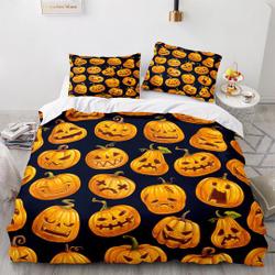 Various facial expressions of pumpkins Halloween Bedding Set Gift For Your Girlfriend Boyfriend Gift For Love Gift For Friend Best Valentine Present Holiday Gift