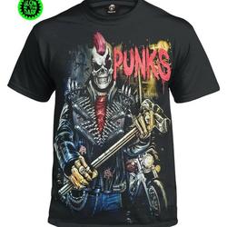 DARKWEAR PUNK SKULL Glow In The Dark Men's T-Shirt/Biker/Reaper/Music/Goth/Rock/Metal Meaningful Gift For Family Gift For Boyfriend Valentine Gift
