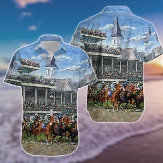 Beach Kentucky Derby Horse Racing Hawaiian Shirt Gift For Your Girlfriend Boyfriend Gift For Love Gift For Friend Best Valentine Present Holiday Gift
