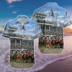 Beach Kentucky Derby Horse Racing Hawaiian Shirt Gift For Your Girlfriend Boyfriend Gift For Love Gift For Friend Best Valentine Present Holiday Gift