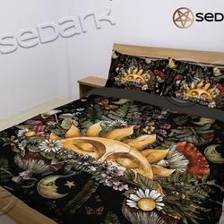 Vintage Mushroom Sun Cottagecore Witch Bedding SetsGift For Your Girlfriend Boyfriend Gift For Love Gift For Friend Best Valentine Present Holiday Gift