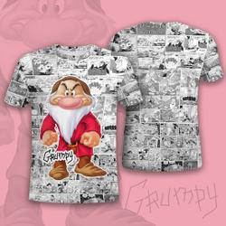 Grumpy 7 Dwarfs Comic Pattern Disney Cartoon Outfits Unisex Casual T-shirts Meaningful Gift For Family Gift For Boyfriend Valentine Gift