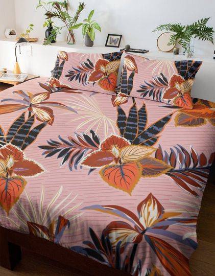 Tropical coral biophilic Bedding Set Gift For Your Girlfriend Boyfriend Gift For Love Gift For Friend Best Valentine Present Holiday Gift
