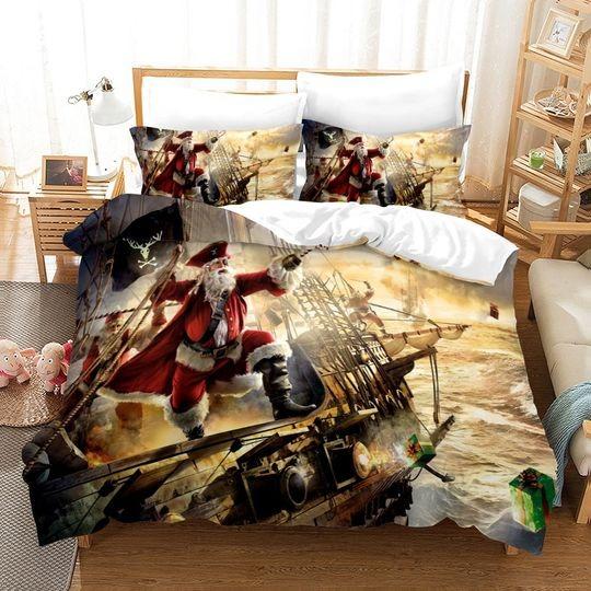 3D Santa Claus Christmas Bedding Set Gift For Your Girlfriend Boyfriend Gift For Love Gift For Friend Best Valentine Present Holiday Gift