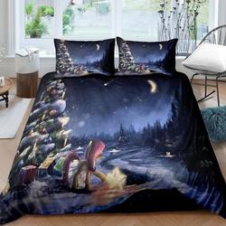 Merry Christmas Bedding Duvet Cover Set King Cartoon Snowman and House Bedding Set Gift For Your Girlfriend Boyfriend Gift For Love Gift For Friend Best Valentine Present Holiday Gift