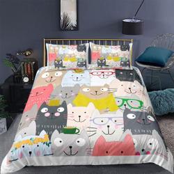 Colorful cat bedding cute duvet cover Set Gift For Your Girlfriend Boyfriend Gift For Love Gift For Friend Best Valentine Present Holiday Gift