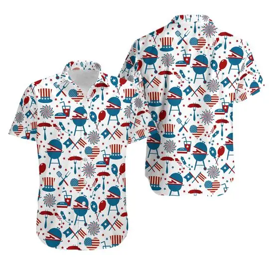 3D 4th Of July Unisex Hawaiian Shirt Gift For Your Girlfriend Boyfriend Gift For Love Gift For Friend Best Valentine Present Holiday Gift