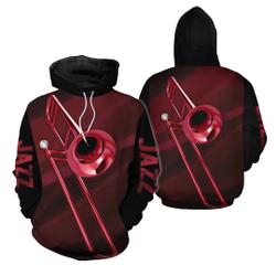 3D All Over Printed Jazz Trombone Red Clothes, Hoodie Shirt