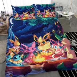 3D Cartoon PKM Eevee Duvet Cover SetsGift For Your Girlfriend Boyfriend Gift For Love Gift For Friend Best Valentine Present Holiday Gift