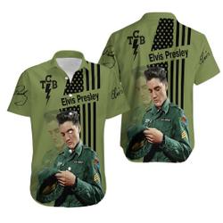 3D Elvis Presley Army Unisex Hawaiian Shirt Gift For Your Girlfriend Boyfriend Gift For Love Gift For Friend Best Valentine Present Holiday Gift