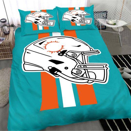 3D football Miami Dolphins Duvet Cover SetsGift For Your Girlfriend Boyfriend Gift For Love Gift For Friend Best Valentine Present Holiday Gift