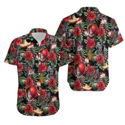 3D Horror Characters Penny Wise Tropical Hawaiian Shirt Gift For Your Girlfriend Boyfriend Gift For Love Gift For Friend Best Valentine Present Holiday Gift
