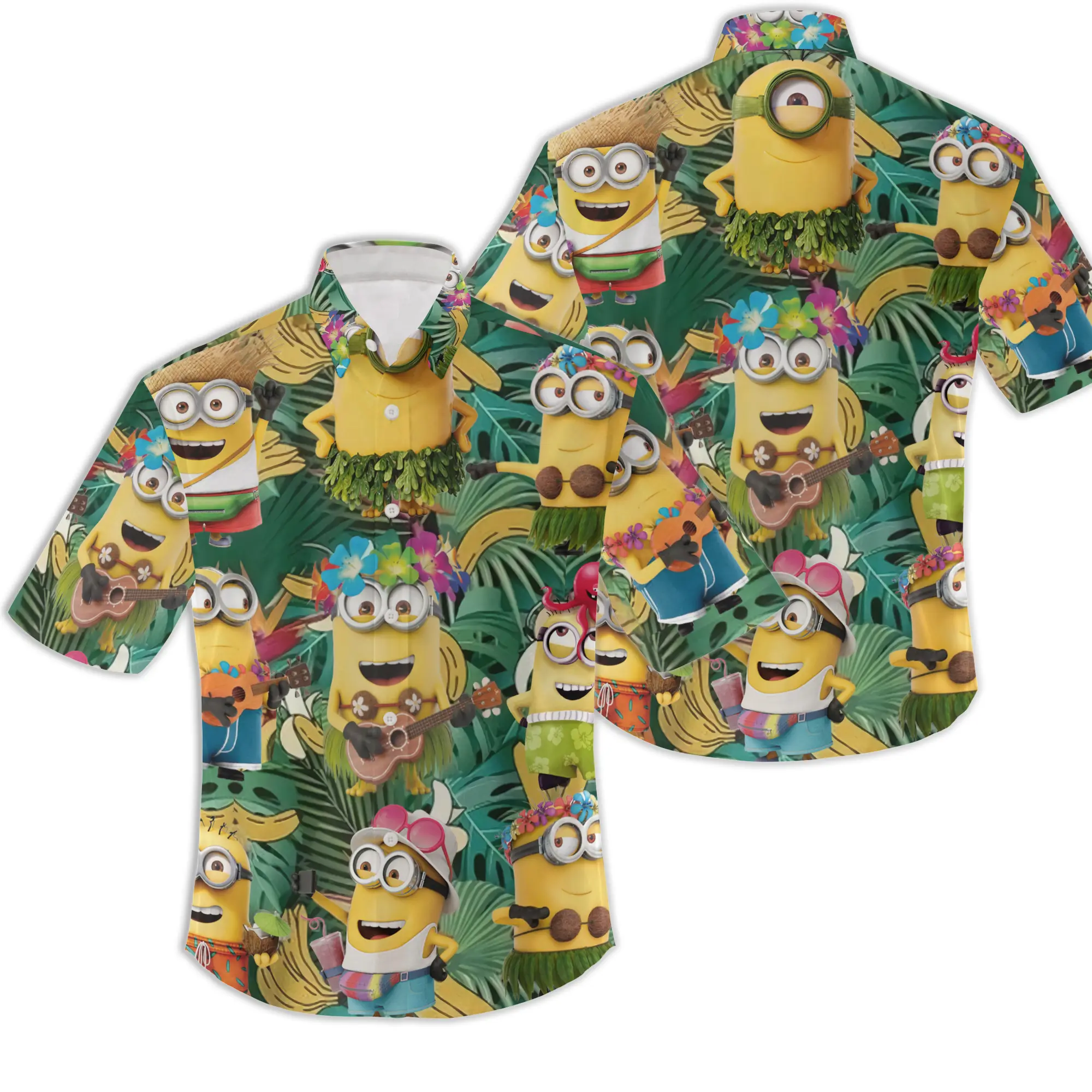 3D Minion Tropical Hawaiian Shirt, Beach Short Hawaiian Shirt Gift For Your Girlfriend Boyfriend Gift For Love Gift For Friend Best Valentine Present Holiday Gift