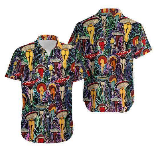 3D Neon Colorful Mushroom Body Unisex Hawaiian Shirt Gift For Your Girlfriend Boyfriend Gift For Love Gift For Friend Best Valentine Present Holiday Gift