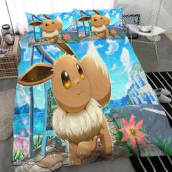 3D Printed PKM Eevee Bedding Set Gift For Your Girlfriend Boyfriend Gift For Love Gift For Friend Best Valentine Present Holiday Gift