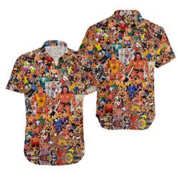 3D Wrestling Character Collage Art Hawaiian Shirt Gift For Your Girlfriend Boyfriend Gift For Love Gift For Friend Best Valentine Present Holiday Gift