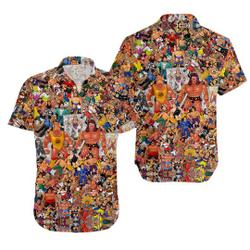 3D Wrestling Character Collage Art Hawaiian Shirt Gift For Your Girlfriend Boyfriend Gift For Love Gift For Friend Best Valentine Present Holiday Gift