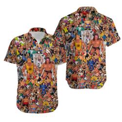 3D Wrestling Character Collage Art Hawaiian Shirt Gift For Your Girlfriend Boyfriend Gift For Love Gift For Friend Best Valentine Present Holiday Gift