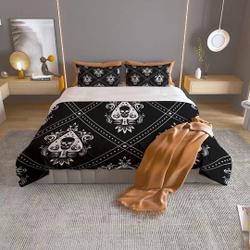 Black Skull Damask Bedding Set Gift For Your Girlfriend Boyfriend Gift For Love Gift For Friend Best Valentine Present Holiday Gift