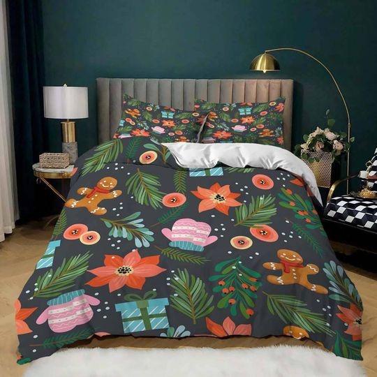 Gingerbread Poinsettia Christmas Bedding setsGift For Your Girlfriend Boyfriend Gift For Love Gift For Friend Best Valentine Present Holiday Gift