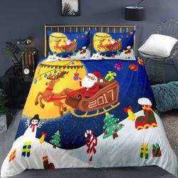 Christmas, Bedding Set with Santa Claus Deer Bedding Set Gift For Your Girlfriend Boyfriend Gift For Love Gift For Friend Best Valentine Present Holiday Gift