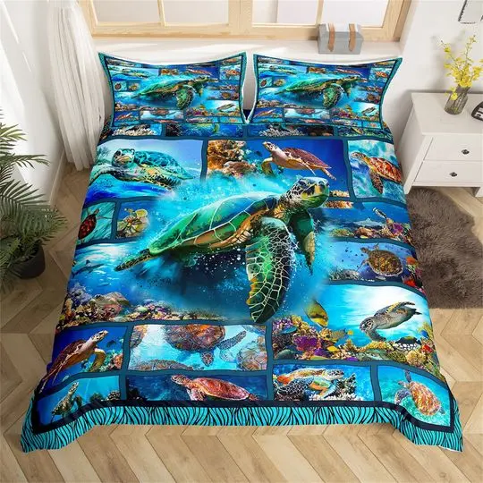 3D Sea Turtle Handmade Bedding SetsGift For Your Girlfriend Boyfriend Gift For Love Gift For Friend Best Valentine Present Holiday Gift