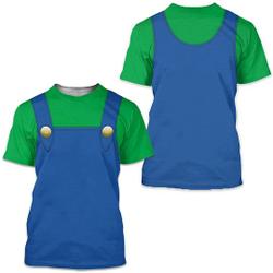 Luigi Super Mario Bros Costume Halloween Cosplay 3D T-Shirt Meaningful Gift For Family Gift For Boyfriend Valentine Gift