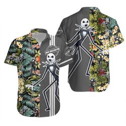 Jack Skellington Floral Hawaii Beach Pattern Disney Hawaiian Button Down Shirt Gift For Your Girlfriend Boyfriend Gift For Love Gift For Friend Best Valentine Present Holiday Gift