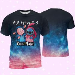 Personalized Disney Stitch and Piglet 3D T-shirt Meaningful Gift For Family Gift For Boyfriend Valentine Gift