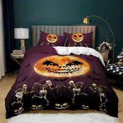 Spooky skeleton full moon Halloween Bedding Set Gift For Your Girlfriend Boyfriend Gift For Love Gift For Friend Best Valentine Present Holiday Gift