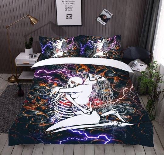 custom skull love bedding Set Gift For Your Girlfriend Boyfriend Gift For Love Gift For Friend Best Valentine Present Holiday Gift