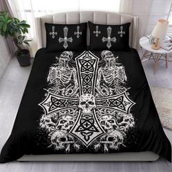 Skull Skeleton Inverted Cross Bedding Set Gift For Your Girlfriend Boyfriend Gift For Love Gift For Friend Best Valentine Present Holiday Gift
