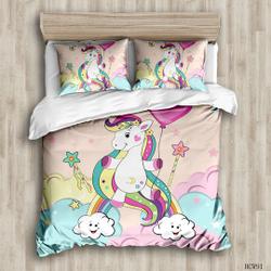 3D Unicorn Bedding Set Gift For Your Girlfriend Boyfriend Gift For Love Gift For Friend Best Valentine Present Holiday Gift