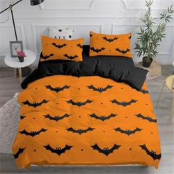 Bat pattern orange halloween bedding Set Gift For Your Girlfriend Boyfriend Gift For Love Gift For Friend Best Valentine Present Holiday Gift